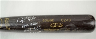 1992 Darren Daulton Signed and Inscribed Game Used Baseball Bat  (Daulton LOA)